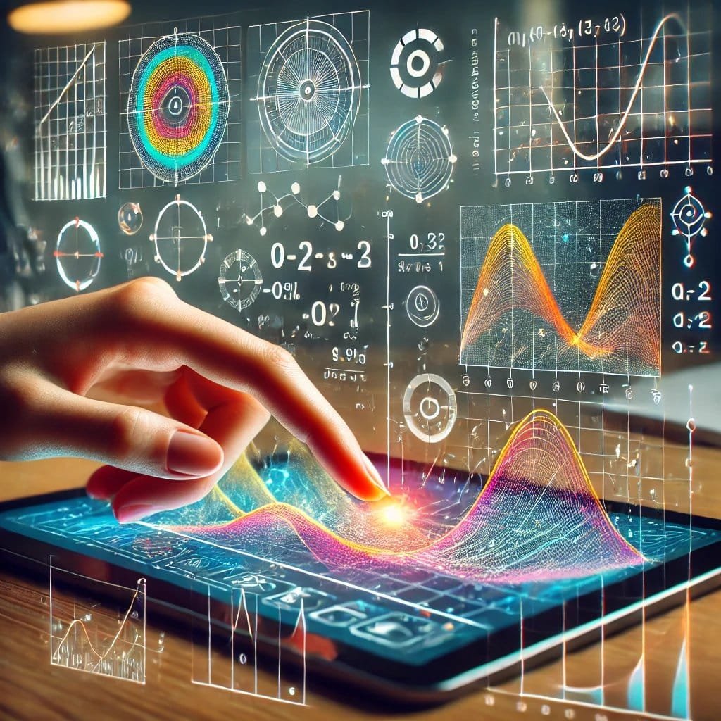 A user engages with a tablet featuring a graph, illustrating the significant growth of Delta Math in education.