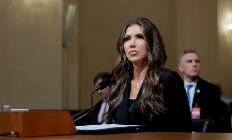 Democrats say it is a 'sad day for the DHS' under the leadership of Kristi Noem at the audience of the burning house